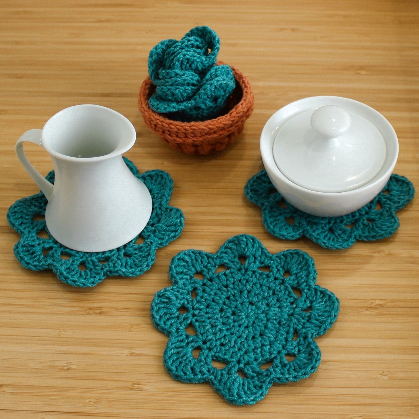 Flower Pot Coasters Crochet Pattern | Flower Pot That Becomes Coasters | PDF - Hakel Liebe