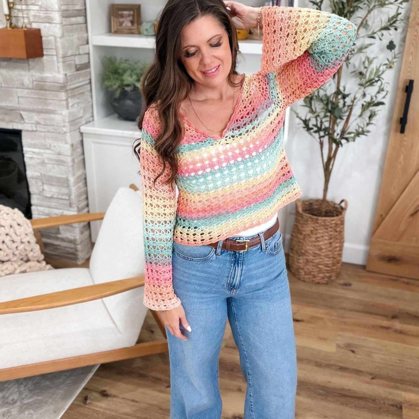 CROCHET PATTERN & VIDEO/ Selene Shell Stitch Top, Seamless Crochet Top, Top-Down Crochet Top, Easy Shell Stitch, Xs-5X, Pdf, Summer Top