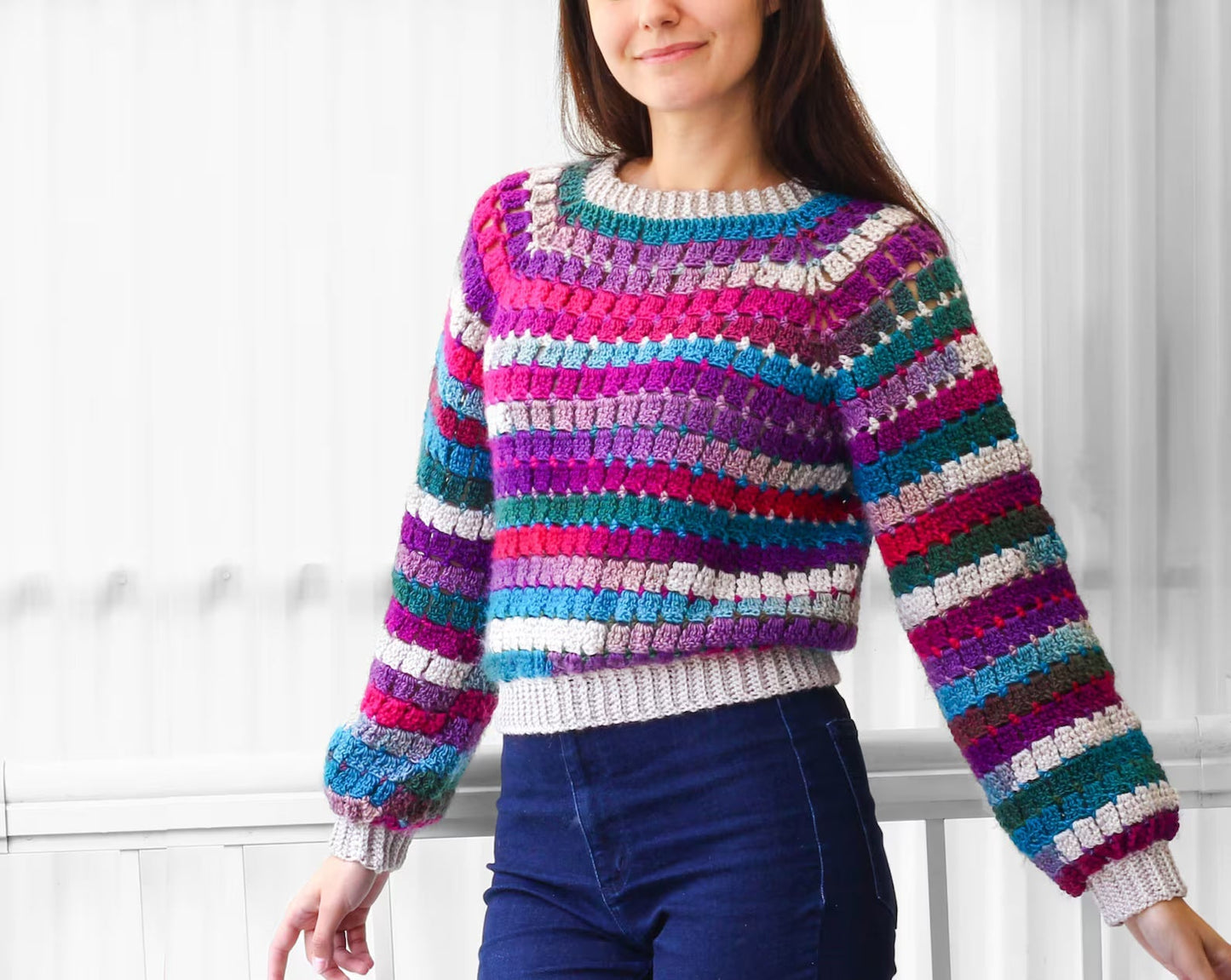 AMAYA Raglan Sweater Crochet Pattern | Seamless Top-Down Classic | PDF (XS–3XL)