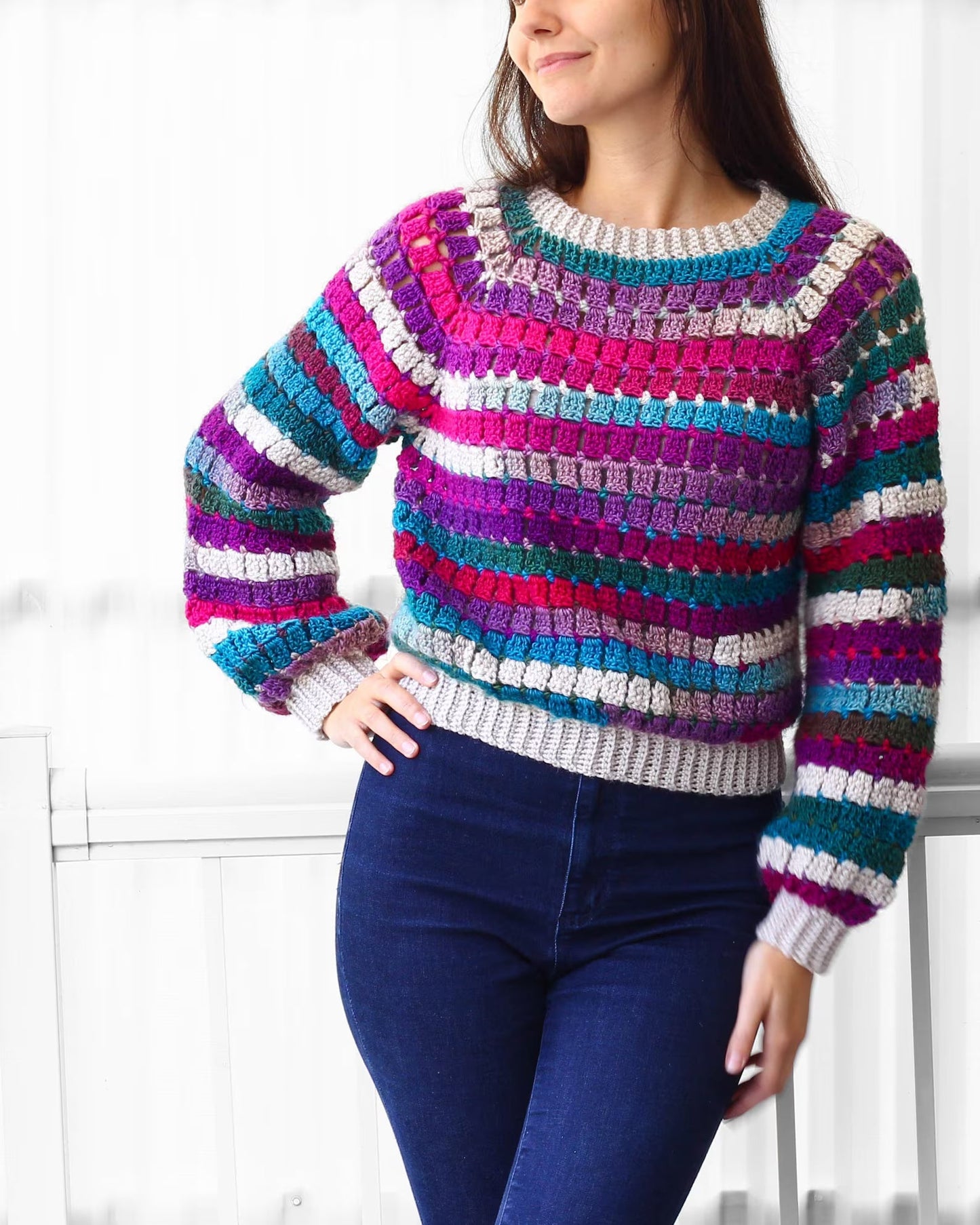 AMAYA Raglan Sweater Crochet Pattern | Seamless Top-Down Classic | PDF (XS–3XL)