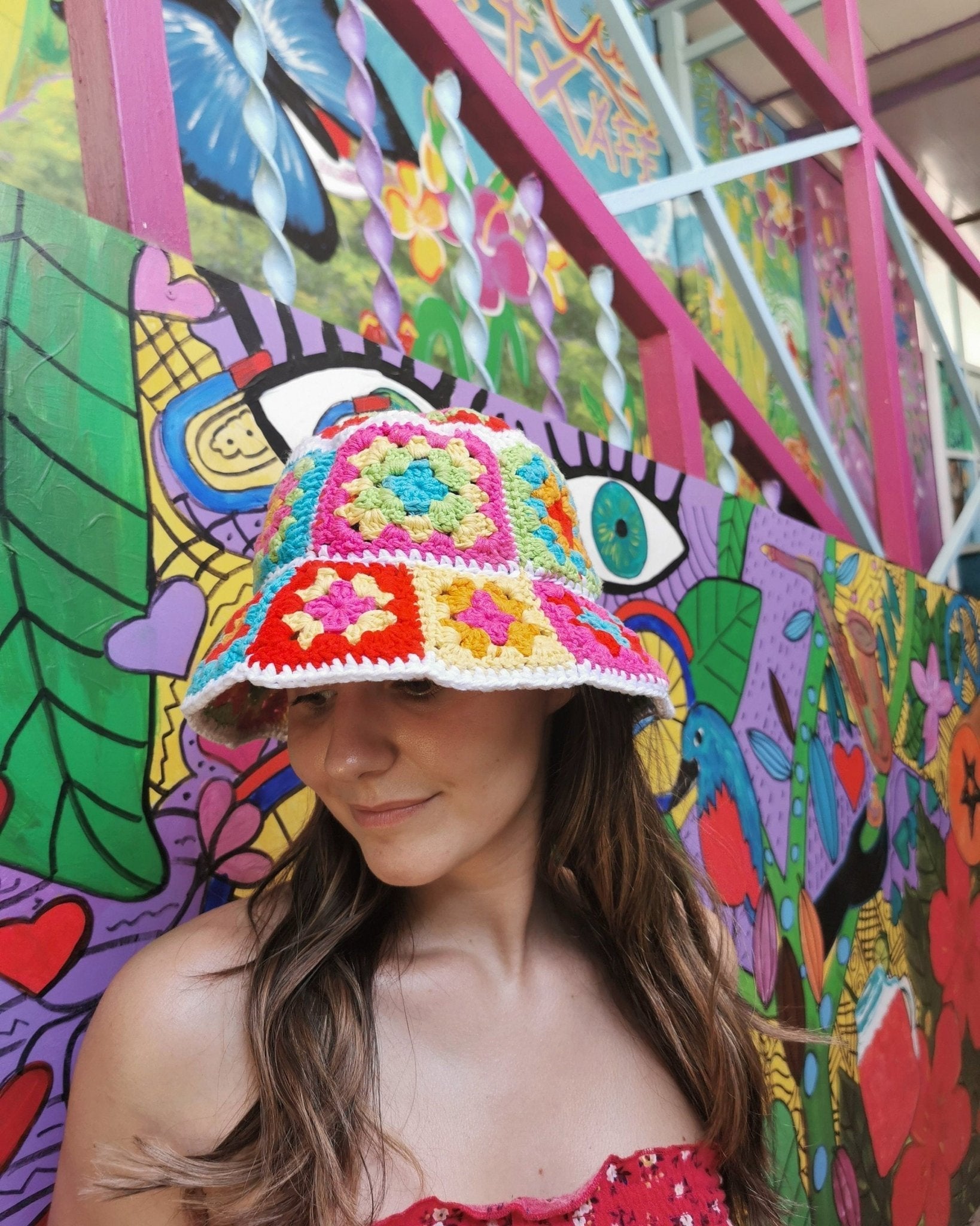ALICE Bucket Hat Crochet Pattern | Granny Square Sun Hat | PDF - Hakel Liebe