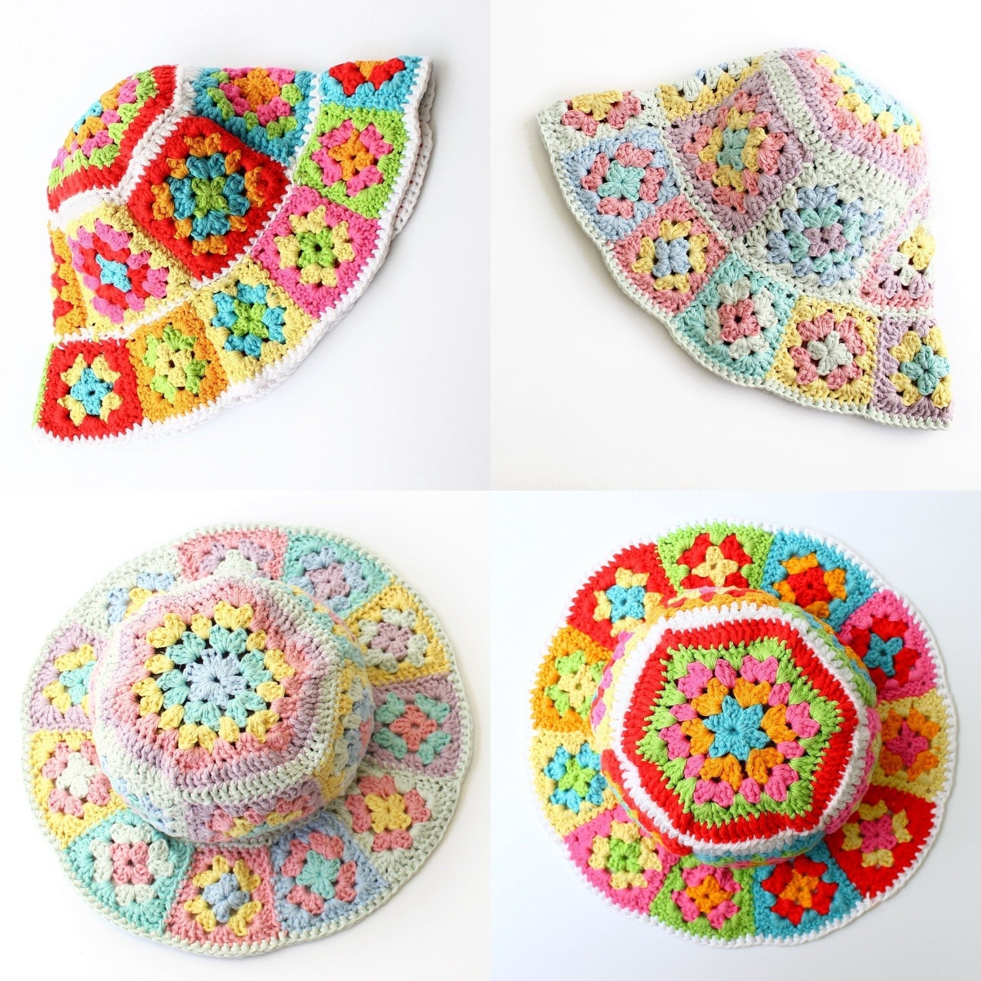 ALICE Bucket Hat Crochet Pattern | Granny Square Sun Hat | PDF - Hakel Liebe