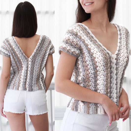 AMANDA Boho Top Crochet Pattern | One-Repeat Easiest Summer Top | PDF (XS–2XL) - Hakel Liebe