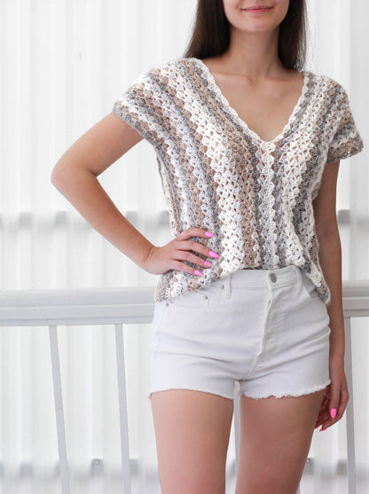 AMANDA Boho Top Crochet Pattern | One-Repeat Easiest Summer Top | PDF (XS–2XL) - Hakel Liebe