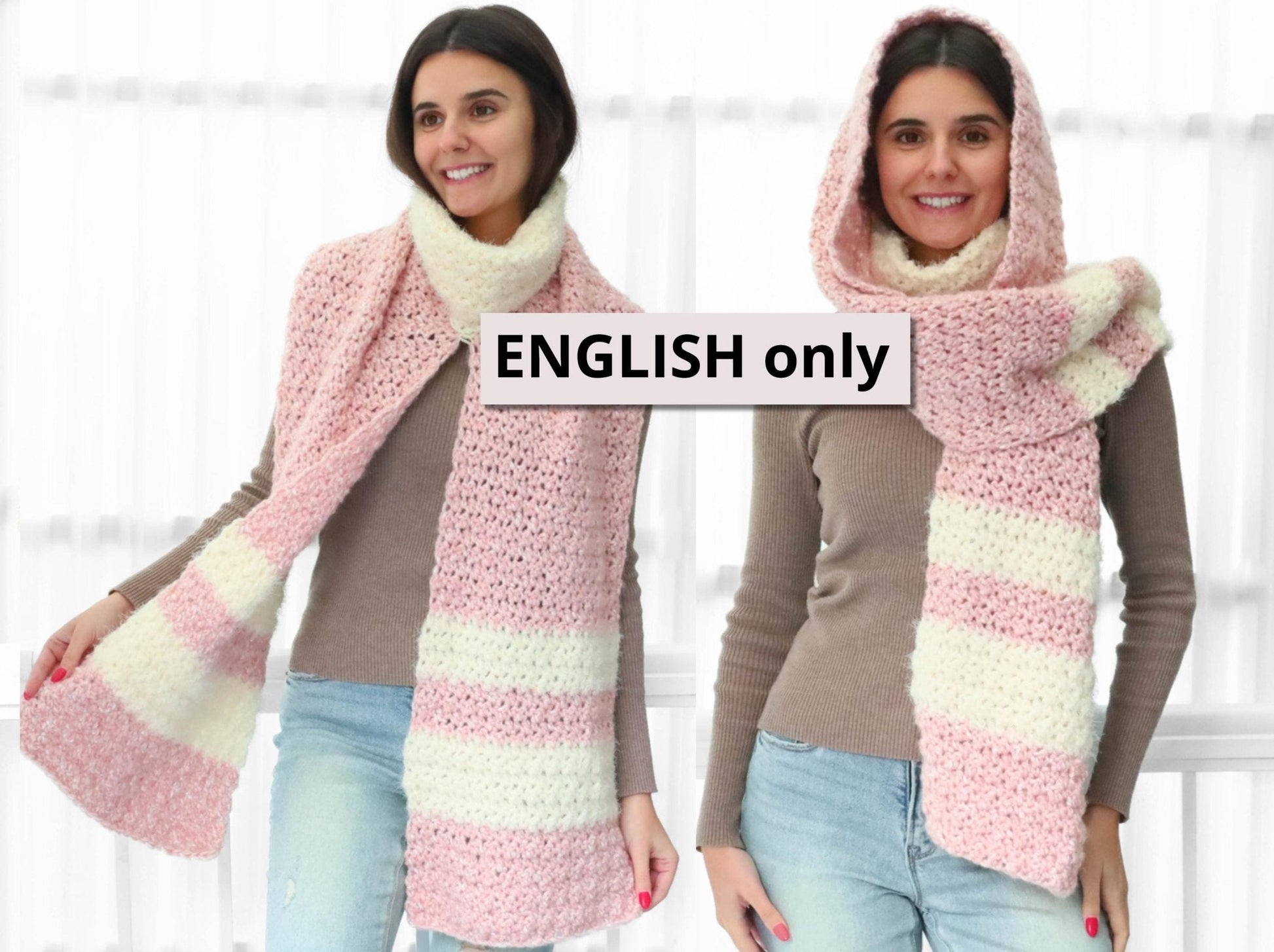 AMARA Hooded Scarf Crochet Pattern | Hood, Wrap & Turtleneck in One | PDF (Kids–Adult) - Hakel Liebe