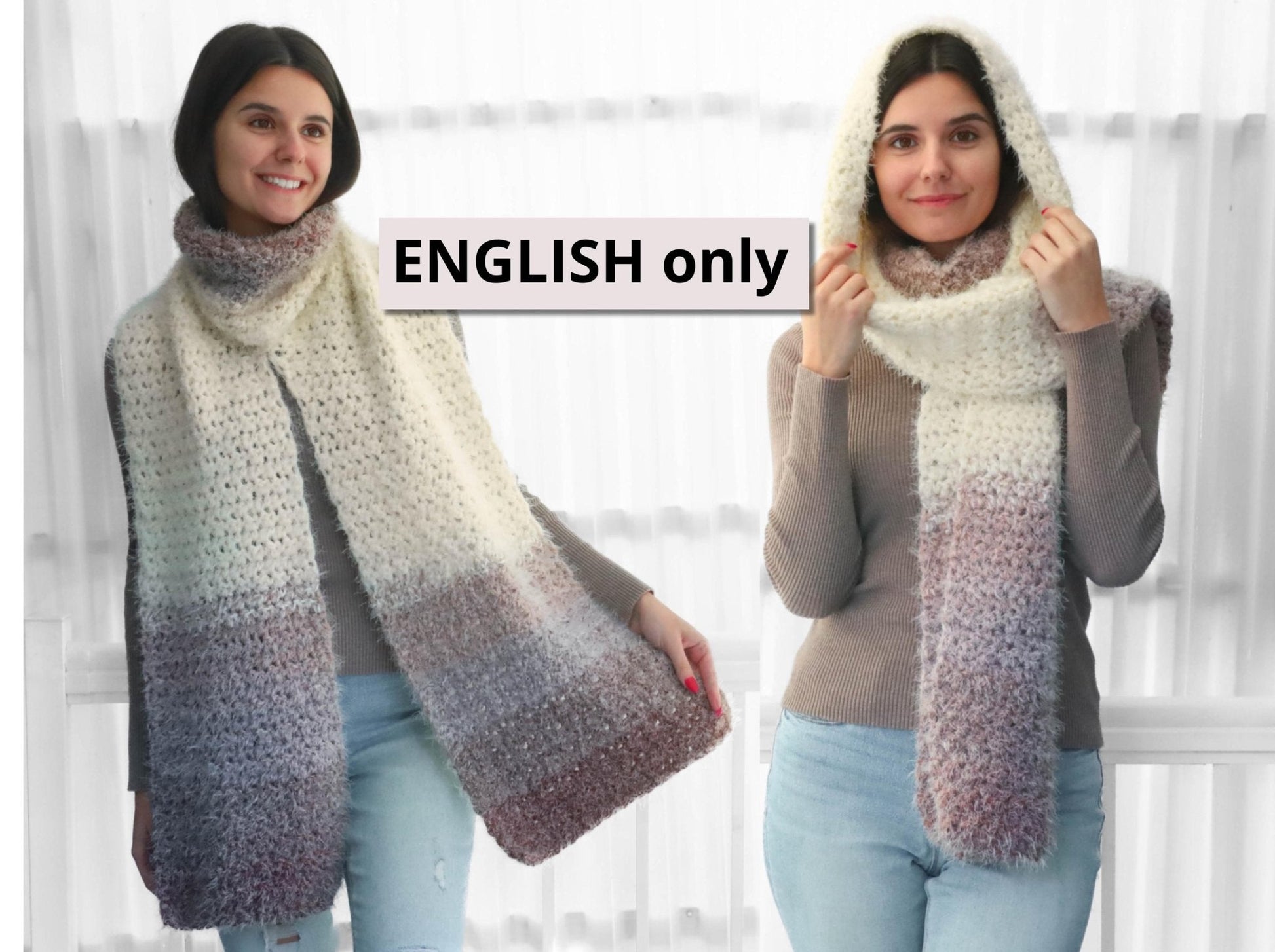 AMARA Hooded Scarf Crochet Pattern | Hood, Wrap & Turtleneck in One | PDF (Kids–Adult) - Hakel Liebe