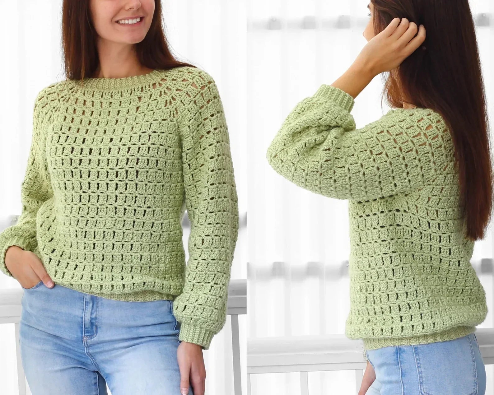AMAYA Raglan Sweater Crochet Pattern | Seamless Top-Down Classic | PDF (XS–3XL) - Hakel Liebe