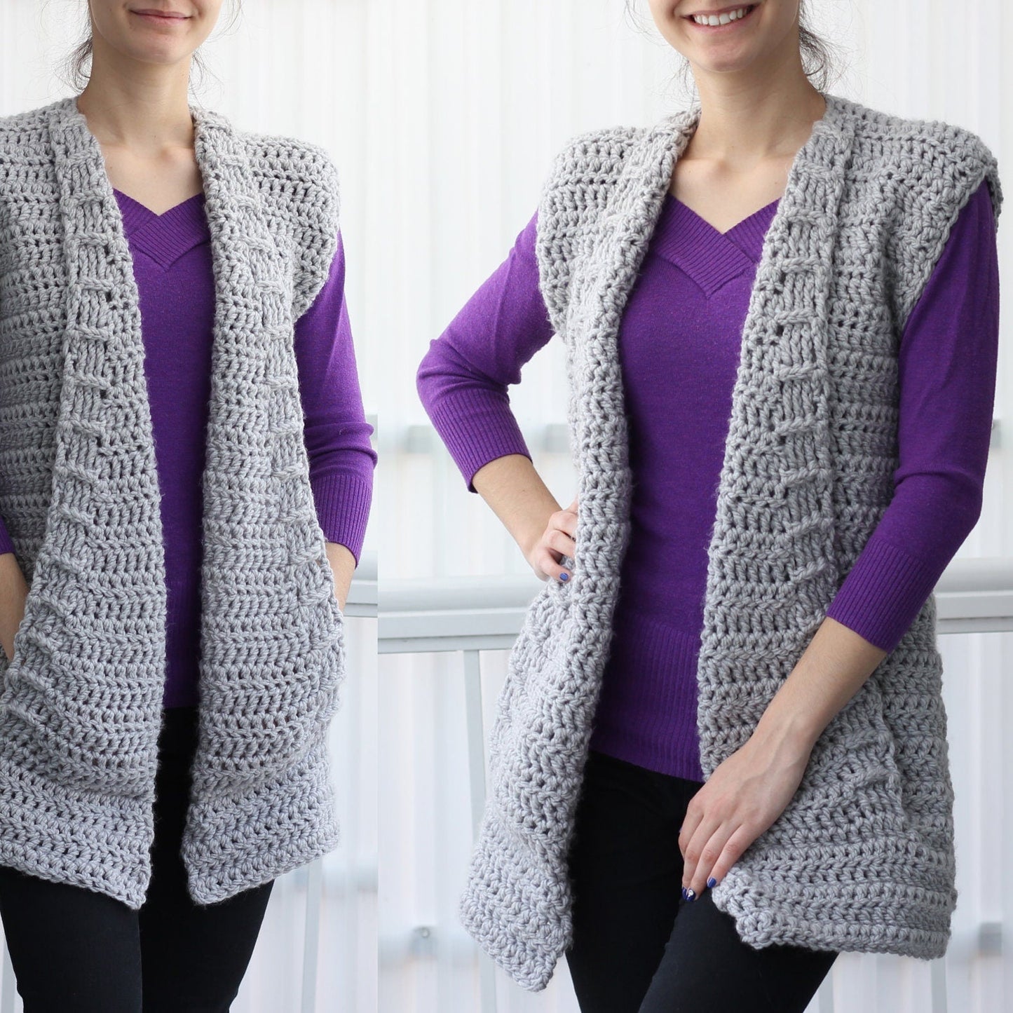 ARIA Vest Crochet Pattern | Flat-Worked Family Sizes 7Y–3XL | PDF - Hakel Liebe