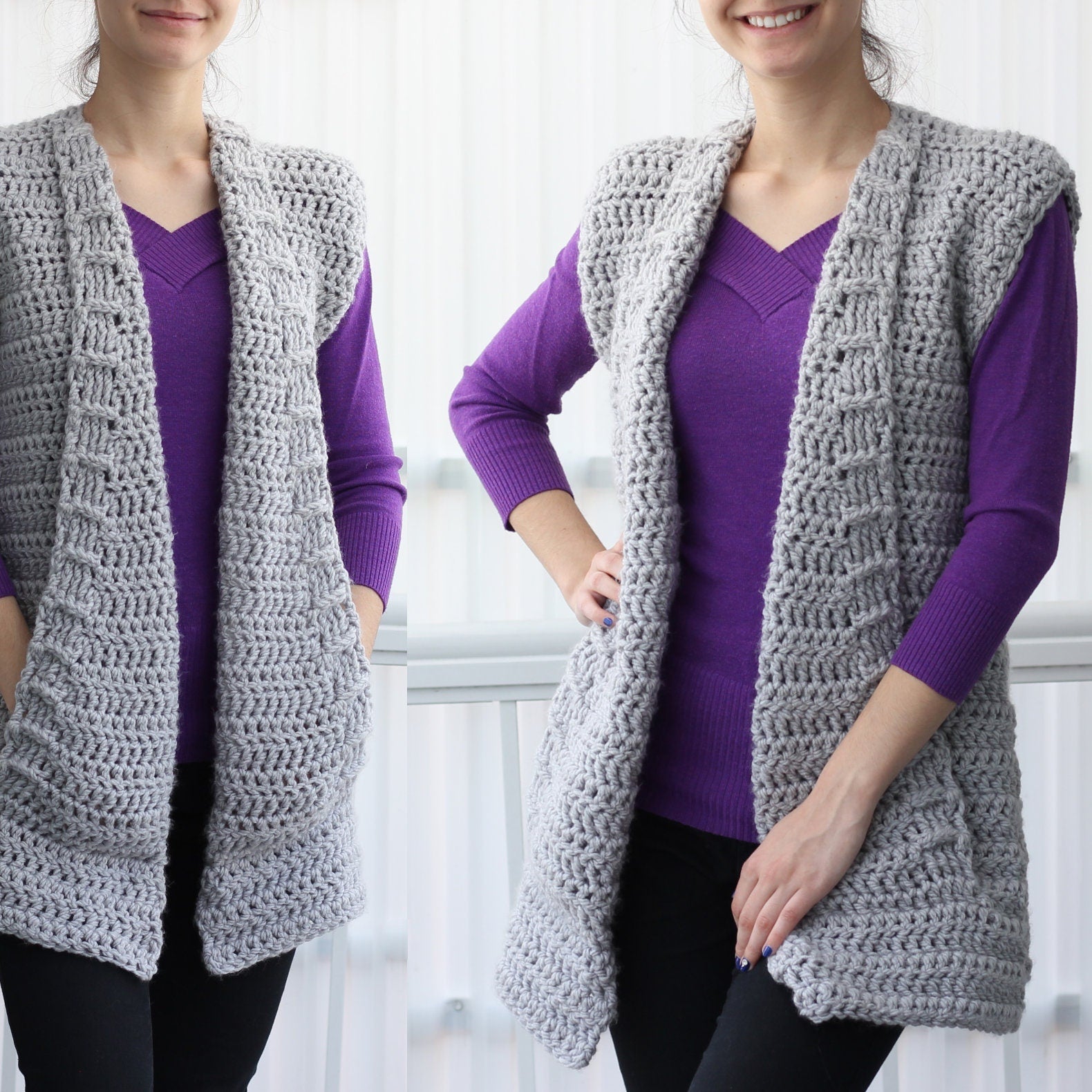 ARIA Vest Crochet Pattern | Flat-Worked Family Sizes 7Y–3XL | PDF - Hakel Liebe
