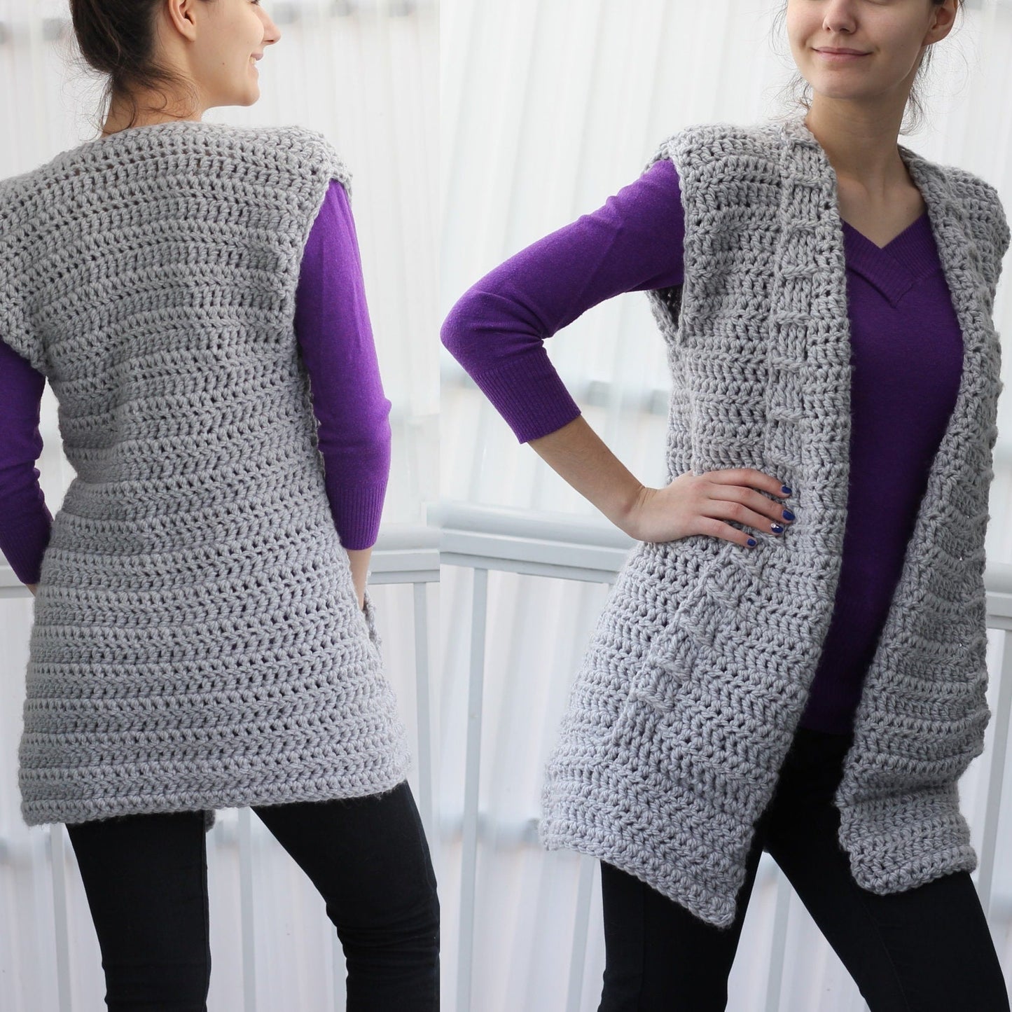 ARIA Vest Crochet Pattern | Flat-Worked Family Sizes 7Y–3XL | PDF - Hakel Liebe