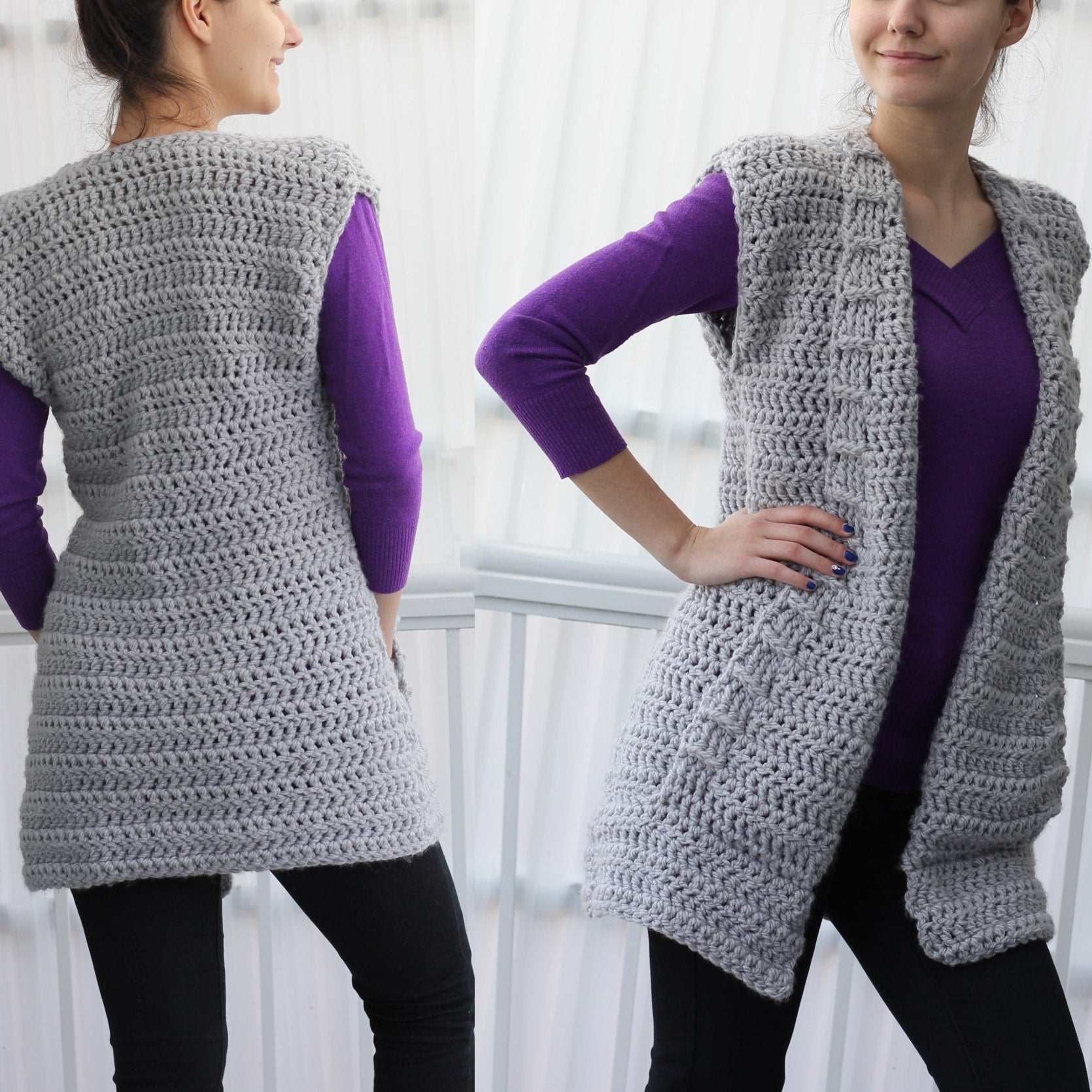 ARIA Vest Crochet Pattern | Flat-Worked Family Sizes 7Y–3XL | PDF - Hakel Liebe