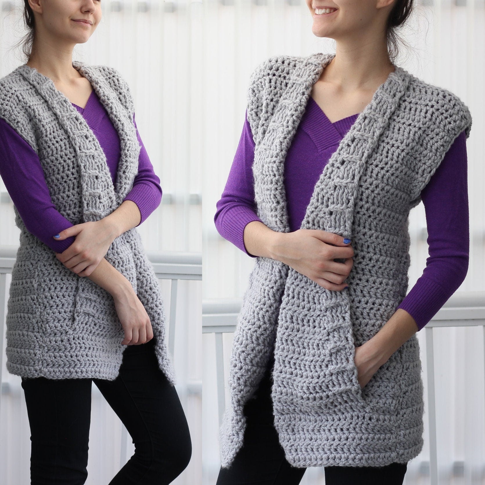 ARIA Vest Crochet Pattern | Flat-Worked Family Sizes 7Y–3XL | PDF - Hakel Liebe
