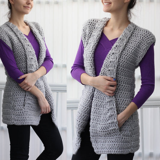 ARIA Vest Crochet Pattern | Flat-Worked Family Sizes 7Y–3XL | PDF - Hakel Liebe