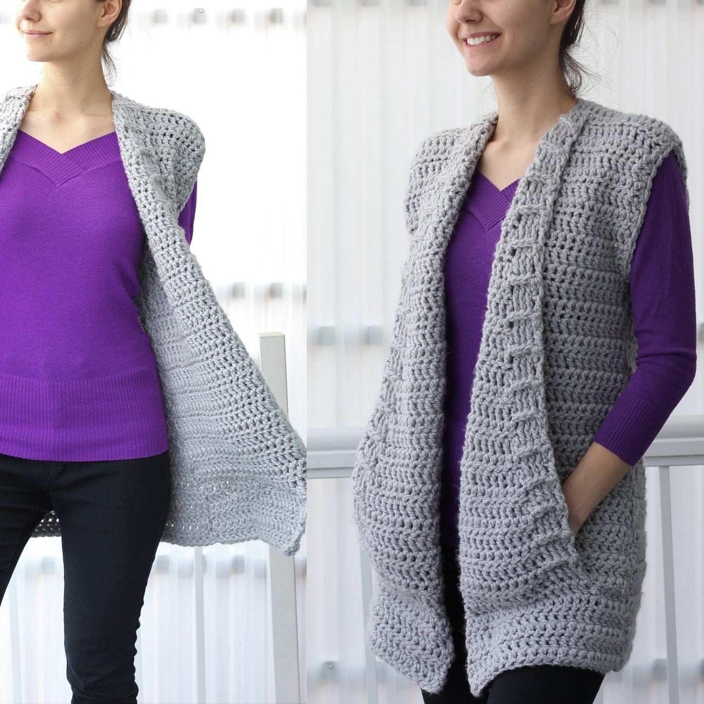 ARIA Vest Crochet Pattern | Flat-Worked Family Sizes 7Y–3XL | PDF - Hakel Liebe