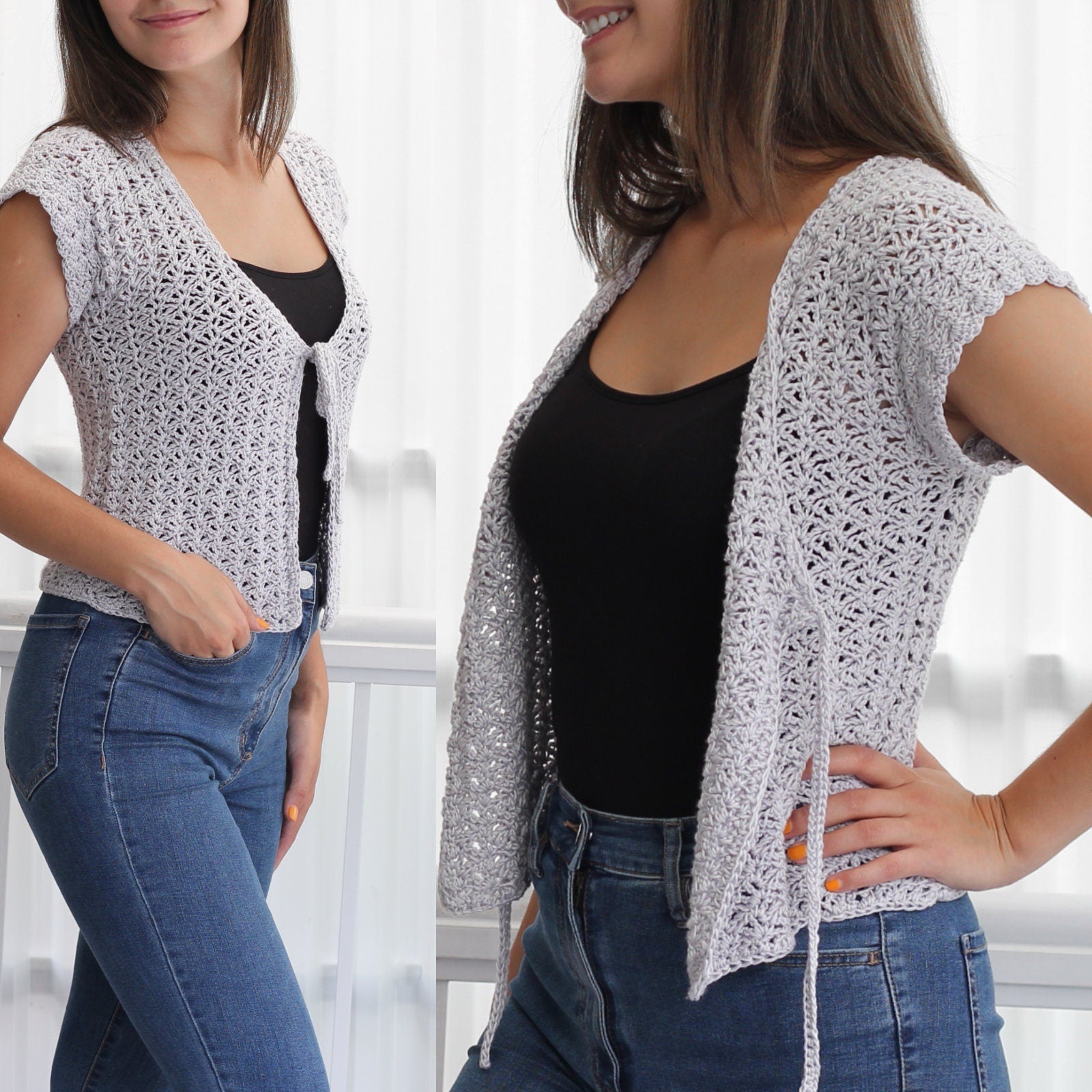 AVA Summer Cardigan Crochet Pattern | Light Lace Everyday Layer | PDF (XS–3XL) - Hakel Liebe