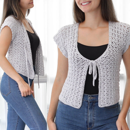 AVA Summer Cardigan Crochet Pattern | Light Lace Everyday Layer | PDF (XS–3XL) - Hakel Liebe