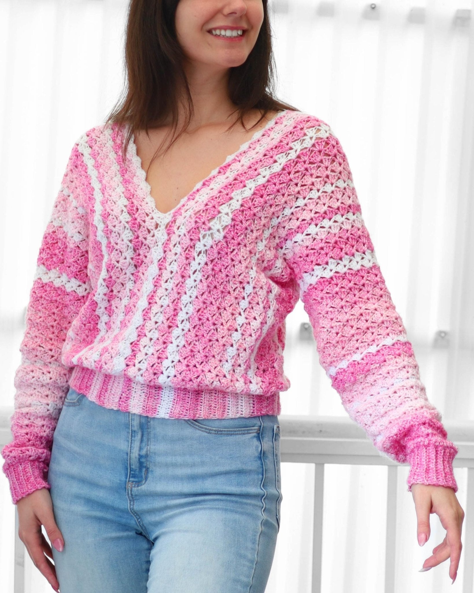BILLIE Sweater Crochet Pattern | Airy Shell Stitch Pullover | PDF (XS–3XL) - Hakel Liebe