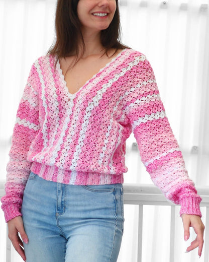 BILLIE Sweater Crochet Pattern | Airy Shell Stitch Pullover | PDF (XS–3XL) - Hakel Liebe