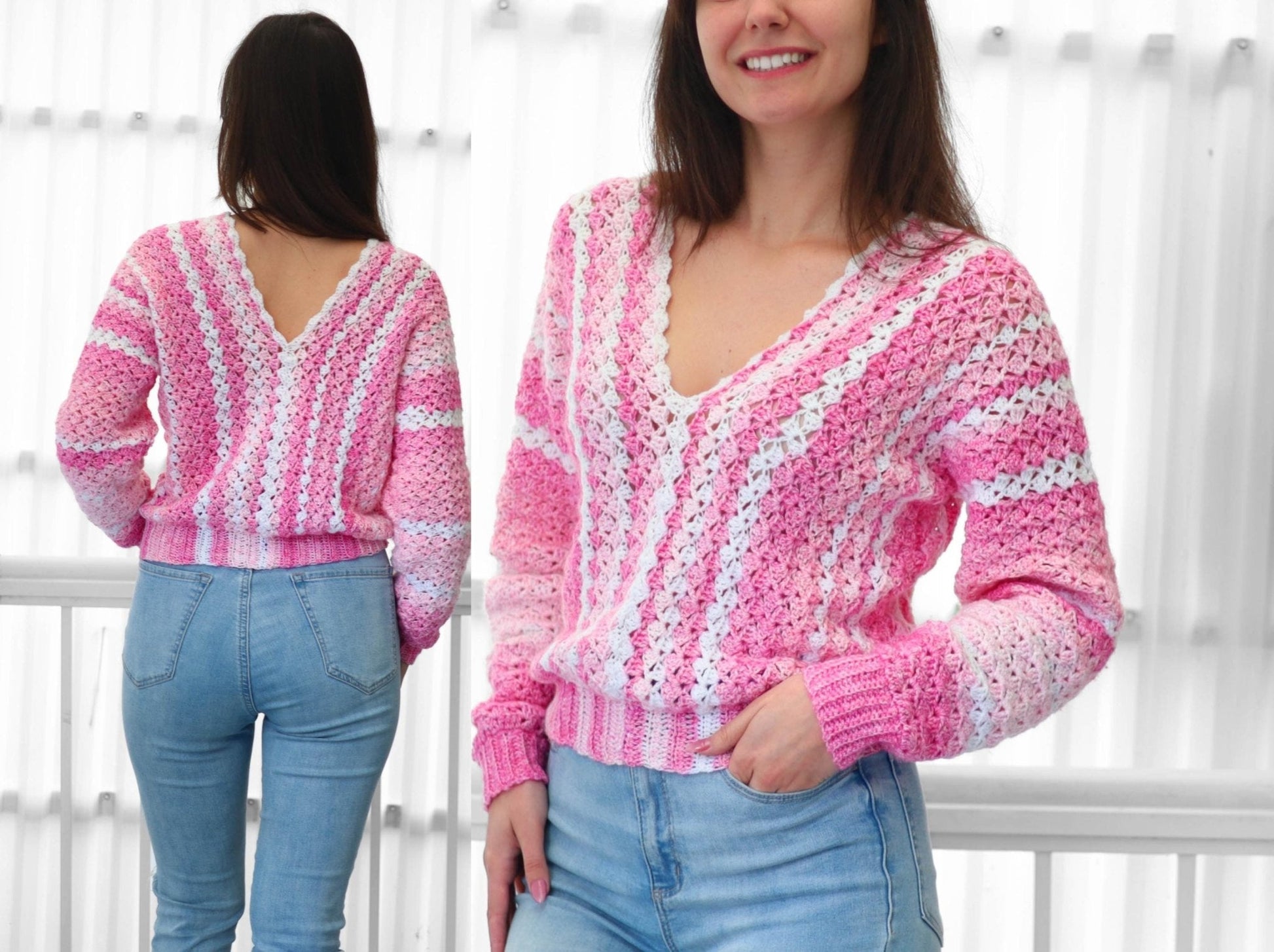 BILLIE Sweater Crochet Pattern | Airy Shell Stitch Pullover | PDF (XS–3XL) - Hakel Liebe
