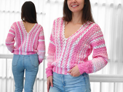 BILLIE Sweater Crochet Pattern | Airy Shell Stitch Pullover | PDF (XS–3XL) - Hakel Liebe