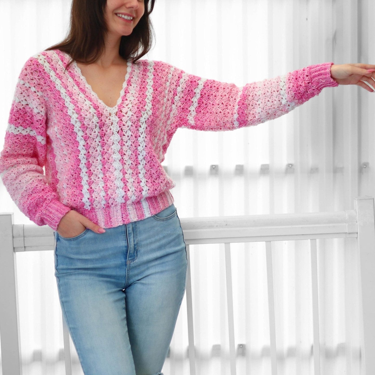 BILLIE Sweater Crochet Pattern | Airy Shell Stitch Pullover | PDF (XS–3XL) - Hakel Liebe