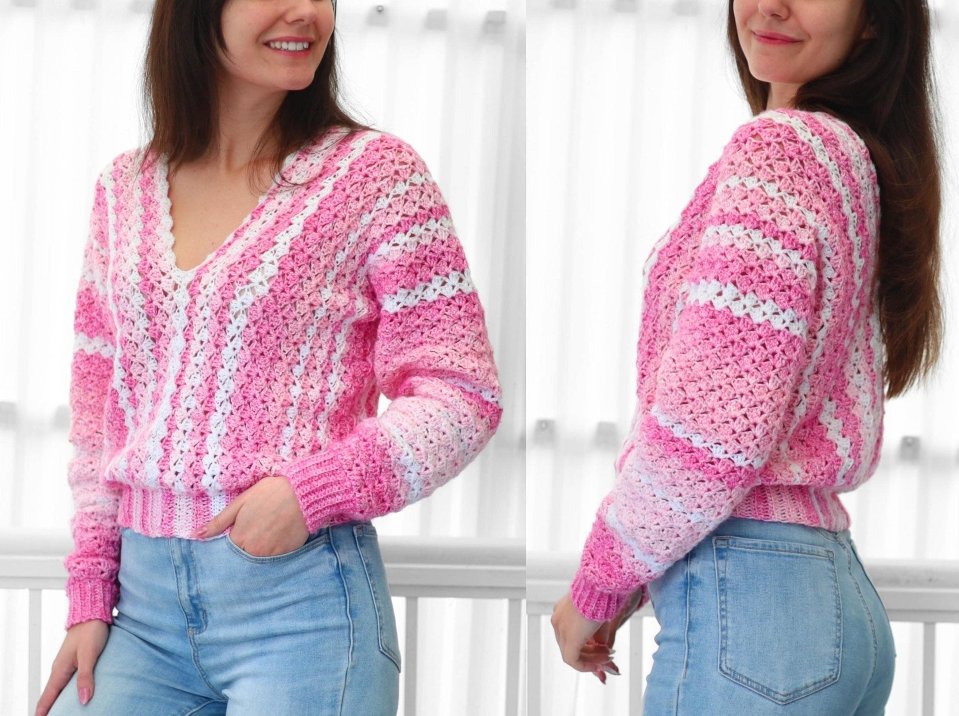 BILLIE Sweater Crochet Pattern | Airy Shell Stitch Pullover | PDF (XS–3XL) - Hakel Liebe