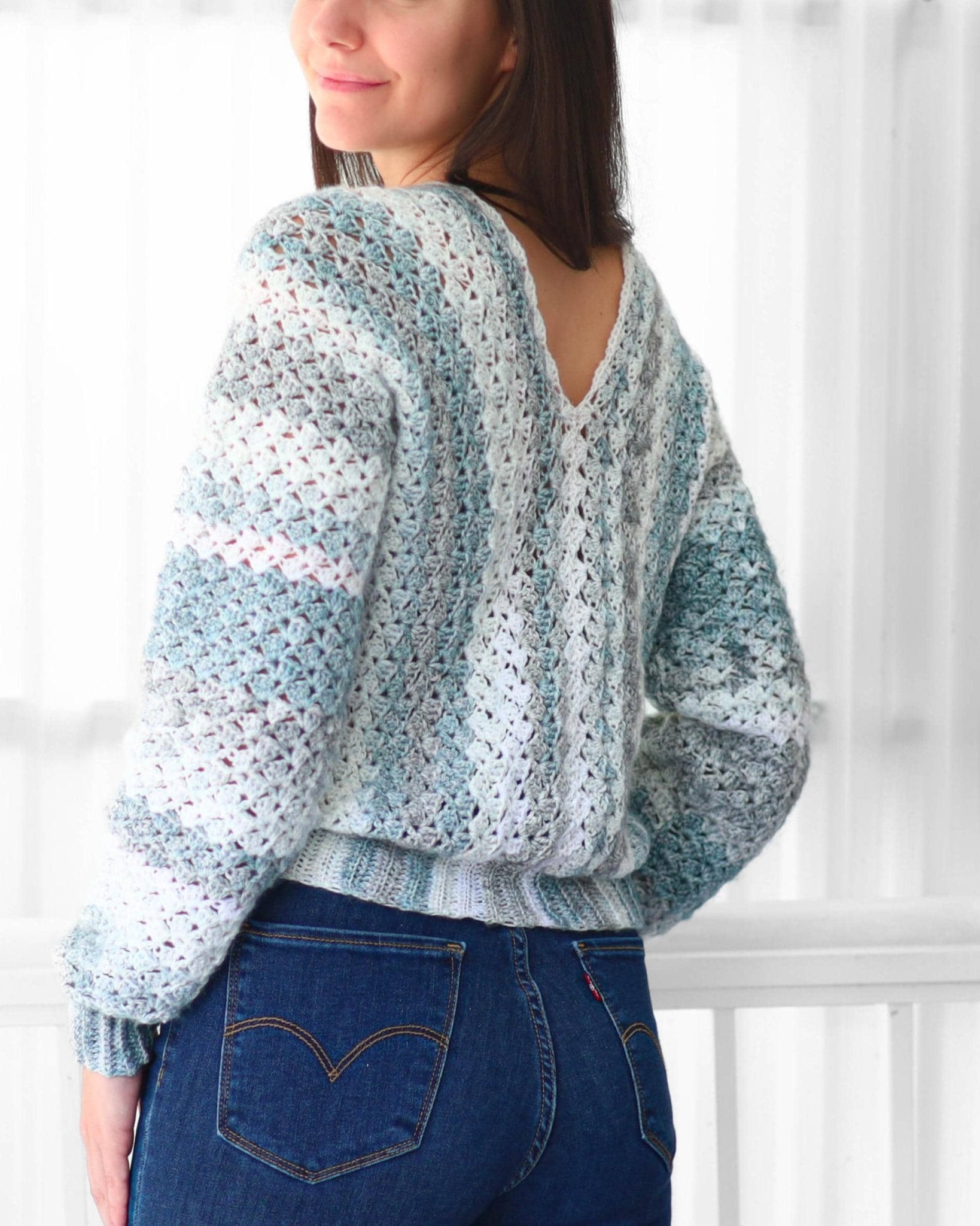BILLIE Sweater Crochet Pattern | Airy Shell Stitch Pullover | PDF (XS–3XL) - Hakel Liebe