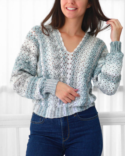 BILLIE Sweater Crochet Pattern | Airy Shell Stitch Pullover | PDF (XS–3XL) - Hakel Liebe