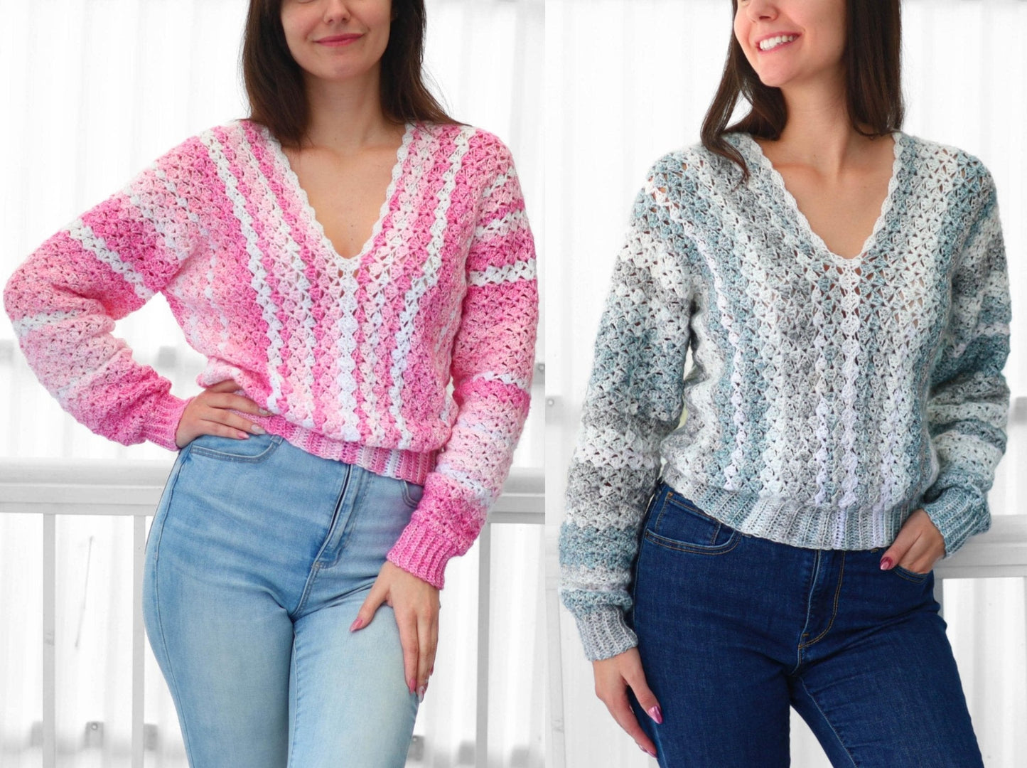 BILLIE Sweater Crochet Pattern | Airy Shell Stitch Pullover | PDF (XS–3XL) - Hakel Liebe