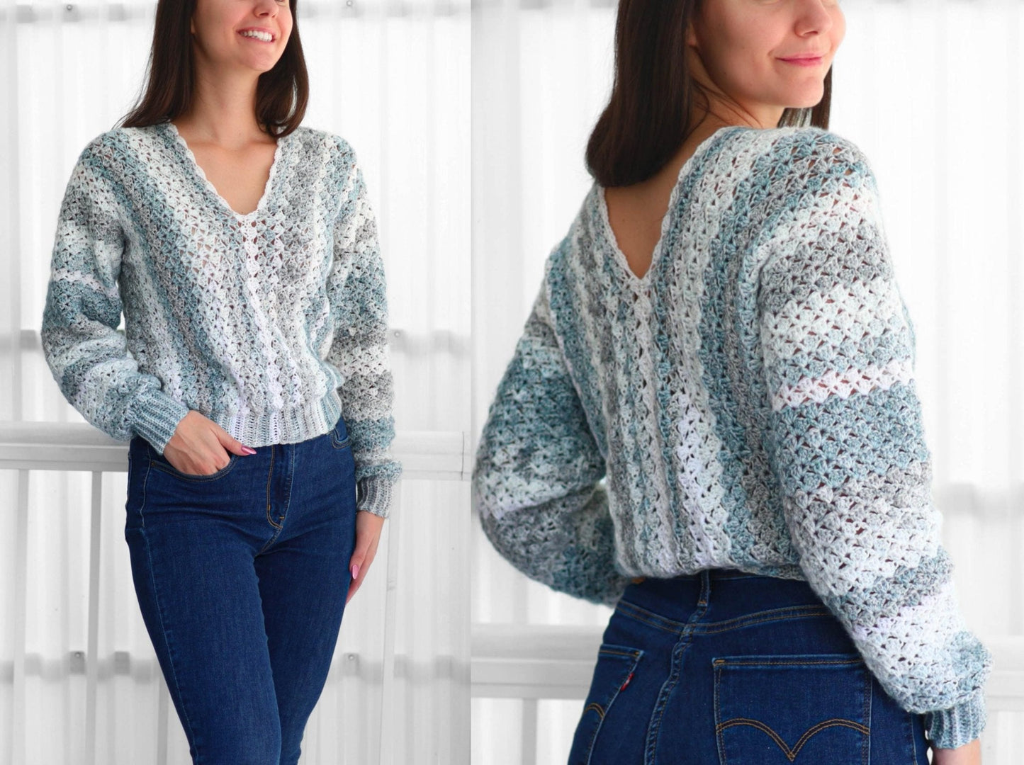 BILLIE Sweater Crochet Pattern | Airy Shell Stitch Pullover | PDF (XS–3XL) - Hakel Liebe