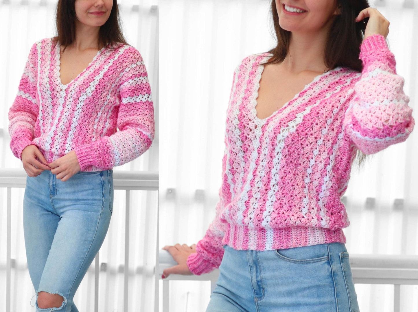BILLIE Sweater Crochet Pattern | Airy Shell Stitch Pullover | PDF (XS–3XL) - Hakel Liebe