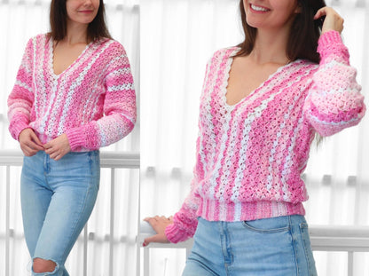 BILLIE Sweater Crochet Pattern | Airy Shell Stitch Pullover | PDF (XS–3XL) - Hakel Liebe