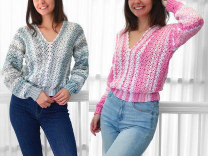 BILLIE Sweater Crochet Pattern | Airy Shell Stitch Pullover | PDF (XS–3XL) - Hakel Liebe