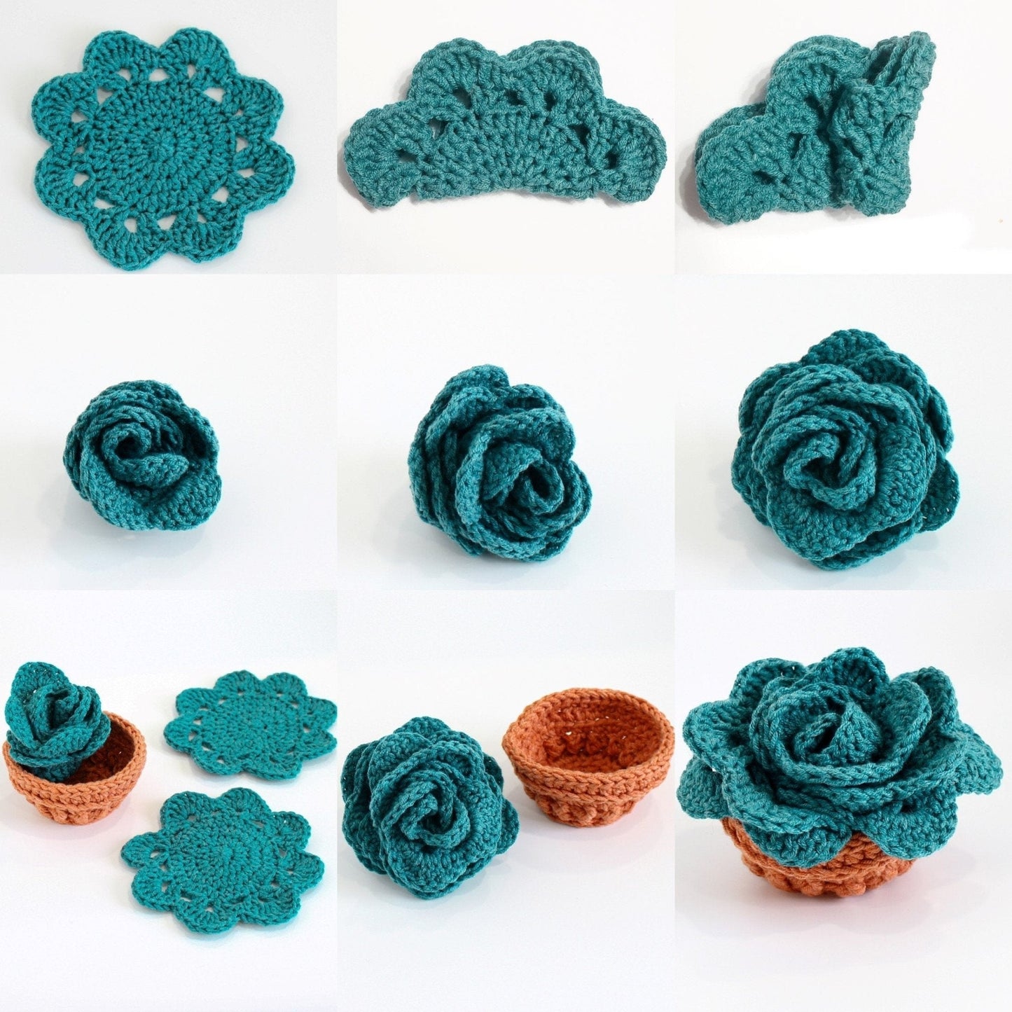 Flower Pot Coasters Crochet Pattern | Flower Pot That Becomes Coasters | PDF - Hakel Liebe