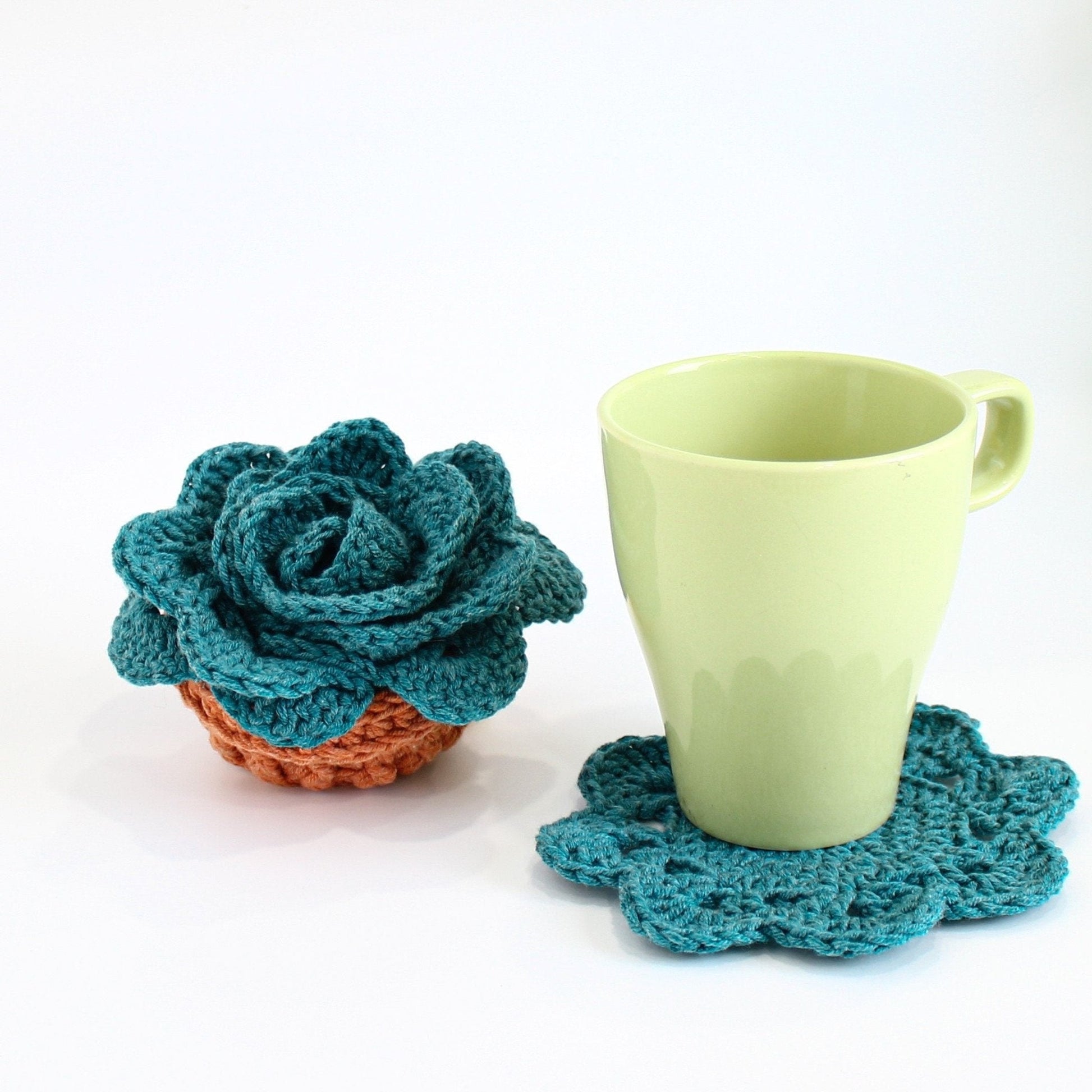 Flower Pot Coasters Crochet Pattern | Flower Pot That Becomes Coasters | PDF - Hakel Liebe