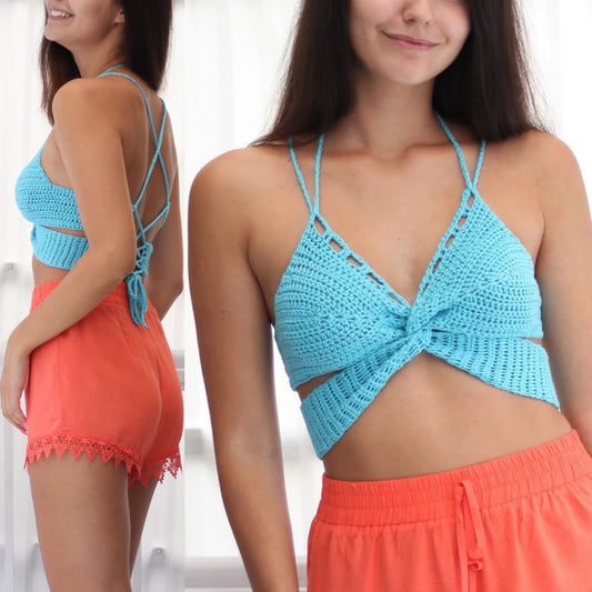 BUTTERFLY Crop Top Crochet Pattern | Corset-Back Summer Top | PDF (S–L) - Hakel Liebe