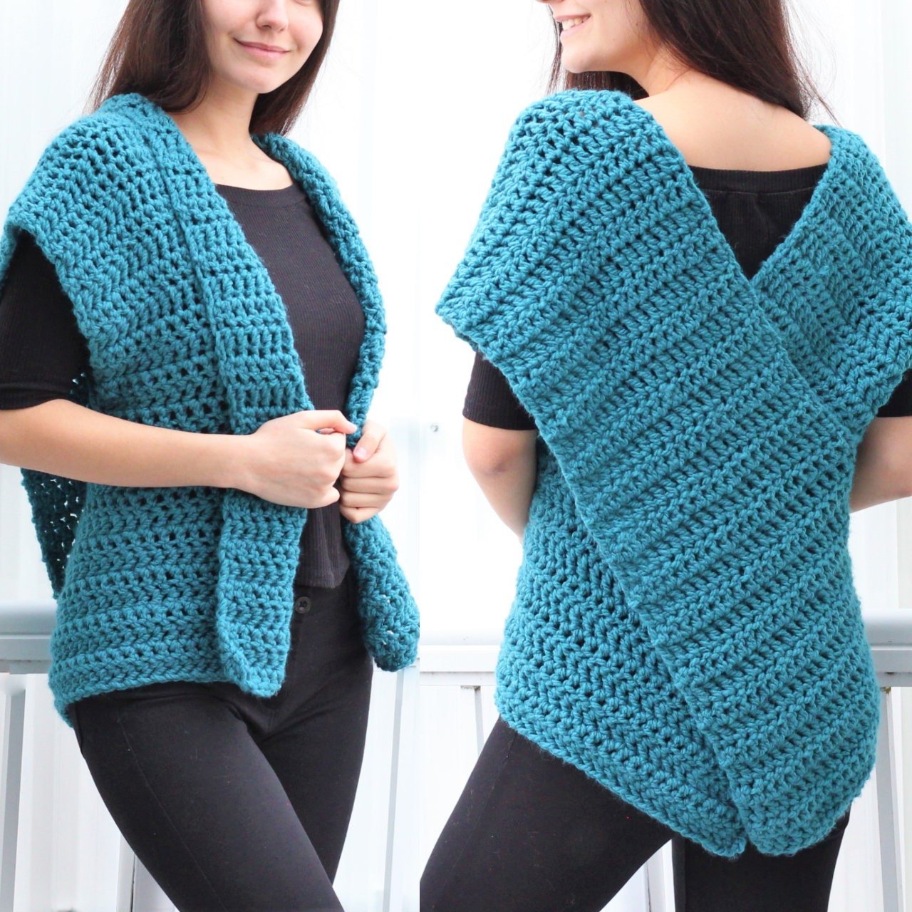 CARA Vest Crochet Pattern | Seamless Flat-Worked Layer | PDF (XS–3XL) - Hakel Liebe