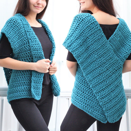 CARA Vest Crochet Pattern | Seamless Flat-Worked Layer | PDF (XS–3XL) - Hakel Liebe