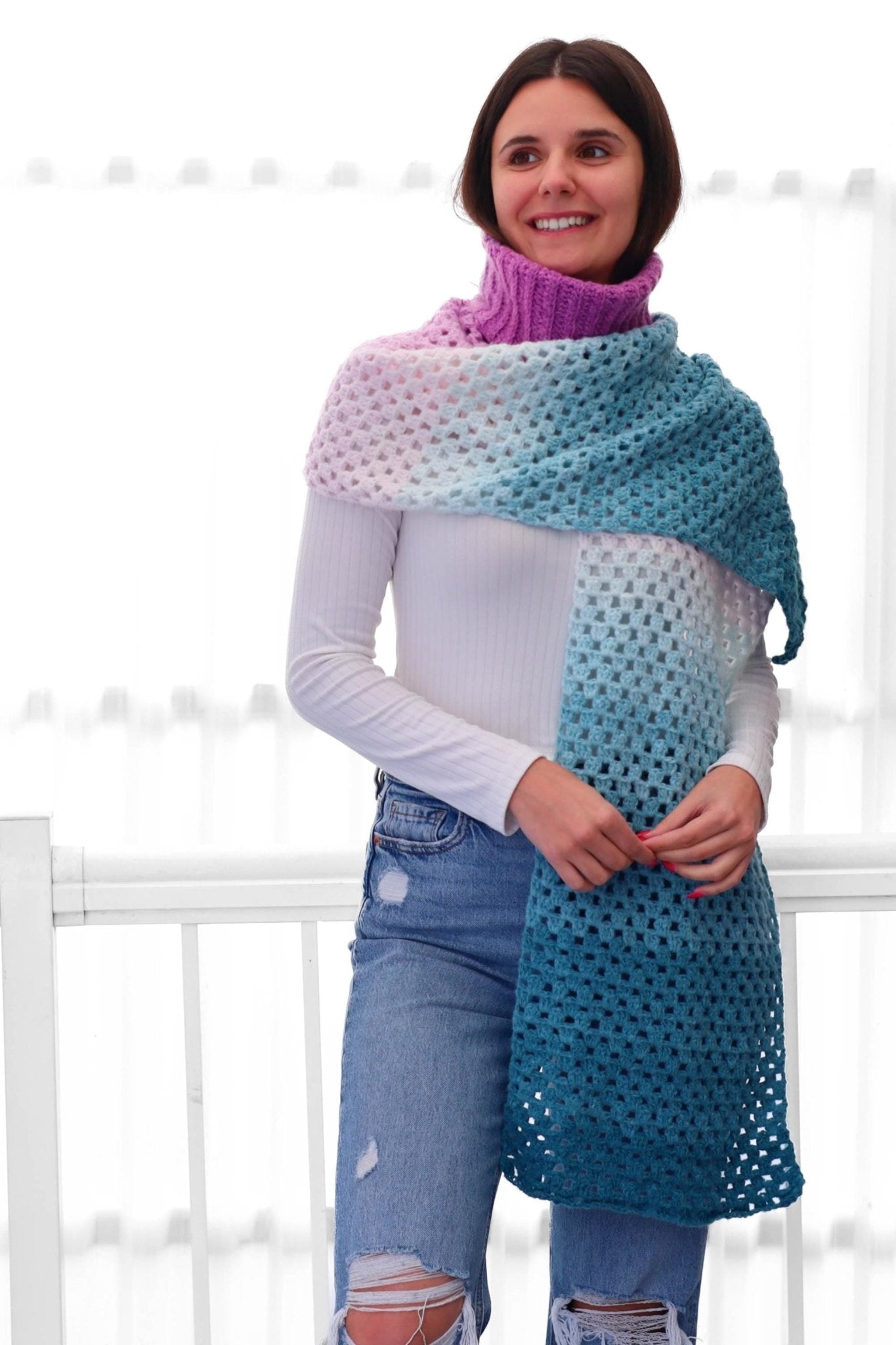 CATALINA Granny Scarf Crochet Pattern | 3 Winter Accessories in One | PDF (Kids–Adult) - Hakel Liebe