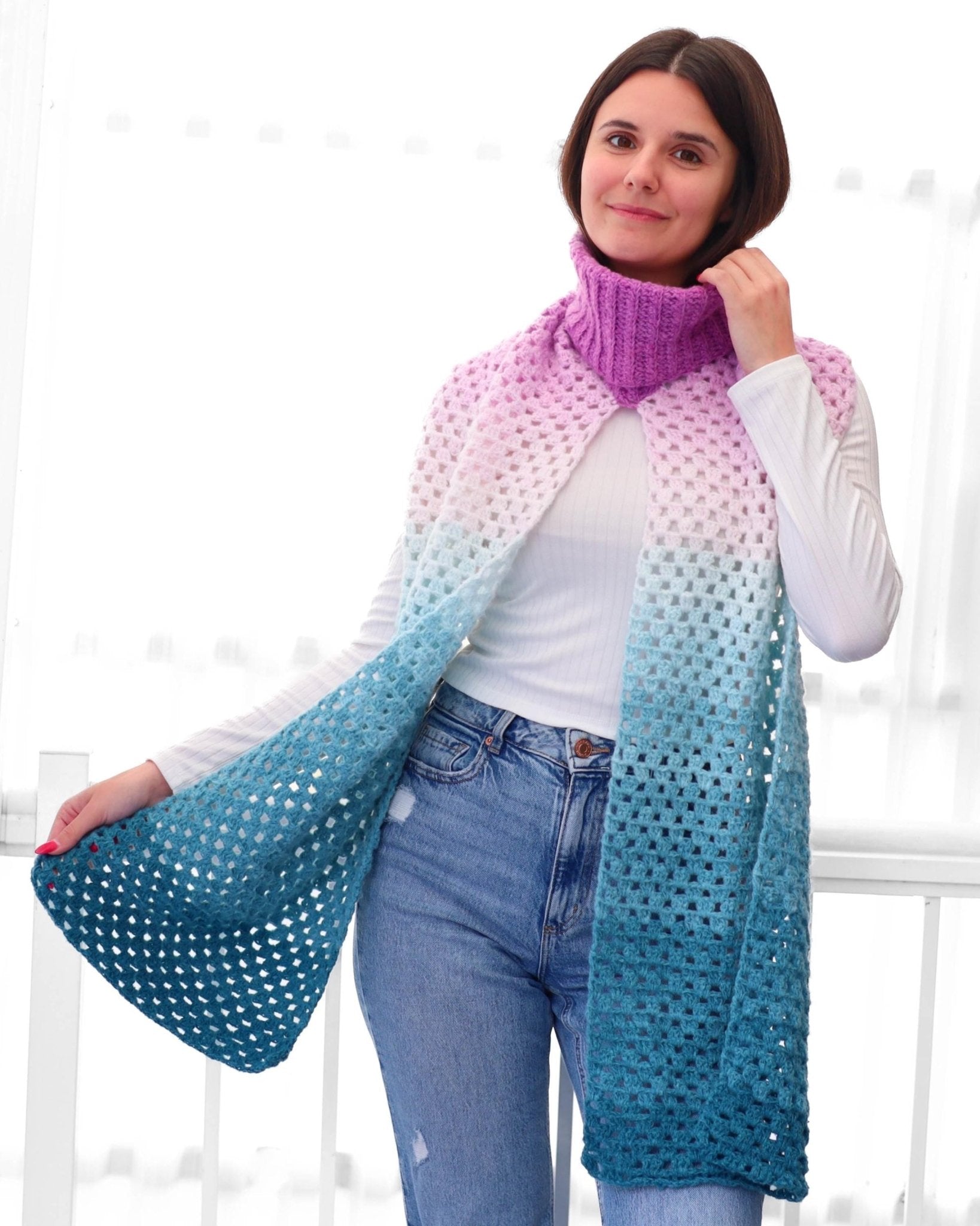 CATALINA Granny Scarf Crochet Pattern | 3 Winter Accessories in One | PDF (Kids–Adult) - Hakel Liebe
