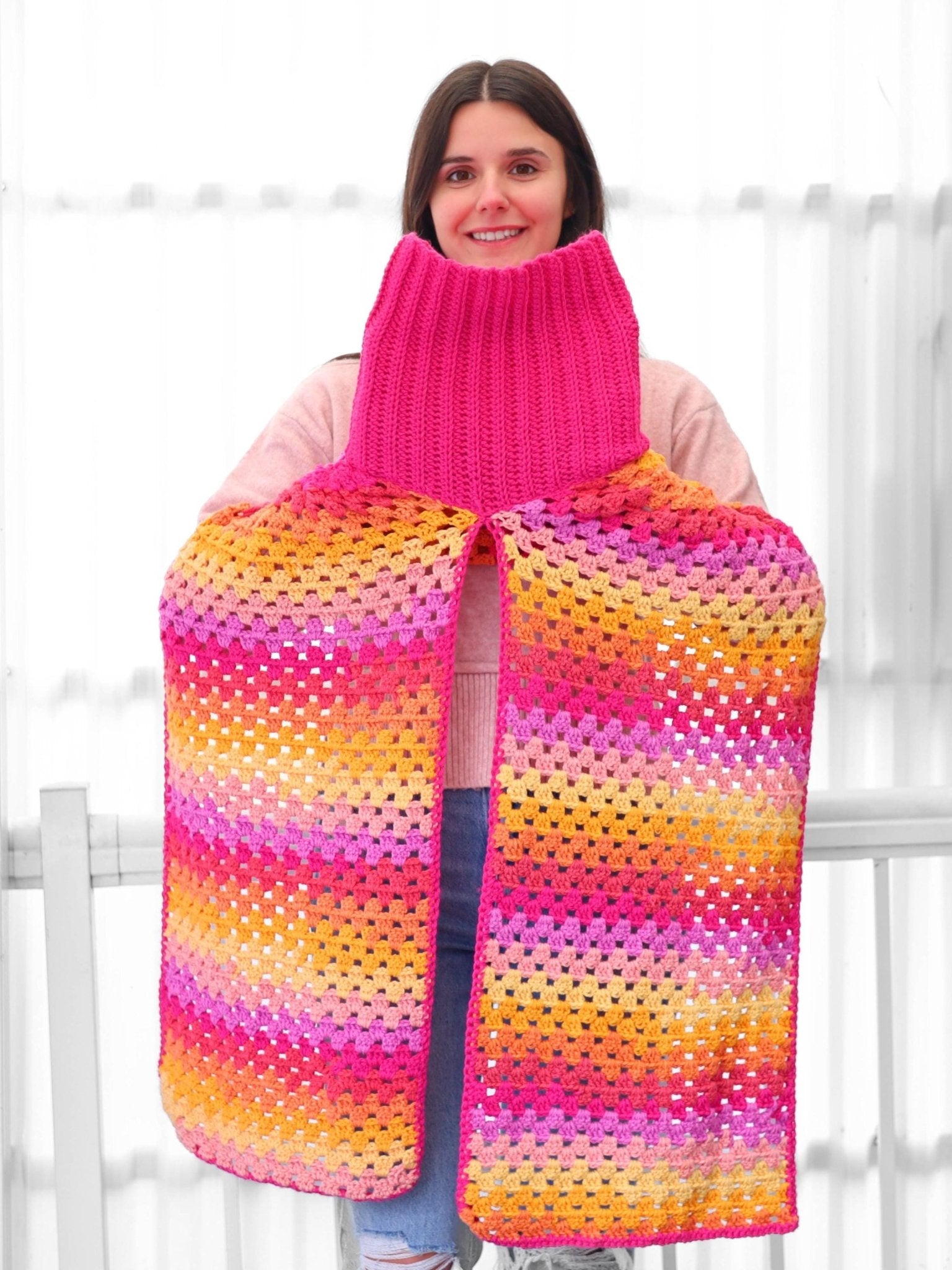 CATALINA Granny Scarf Crochet Pattern | 3 Winter Accessories in One | PDF (Kids–Adult) - Hakel Liebe