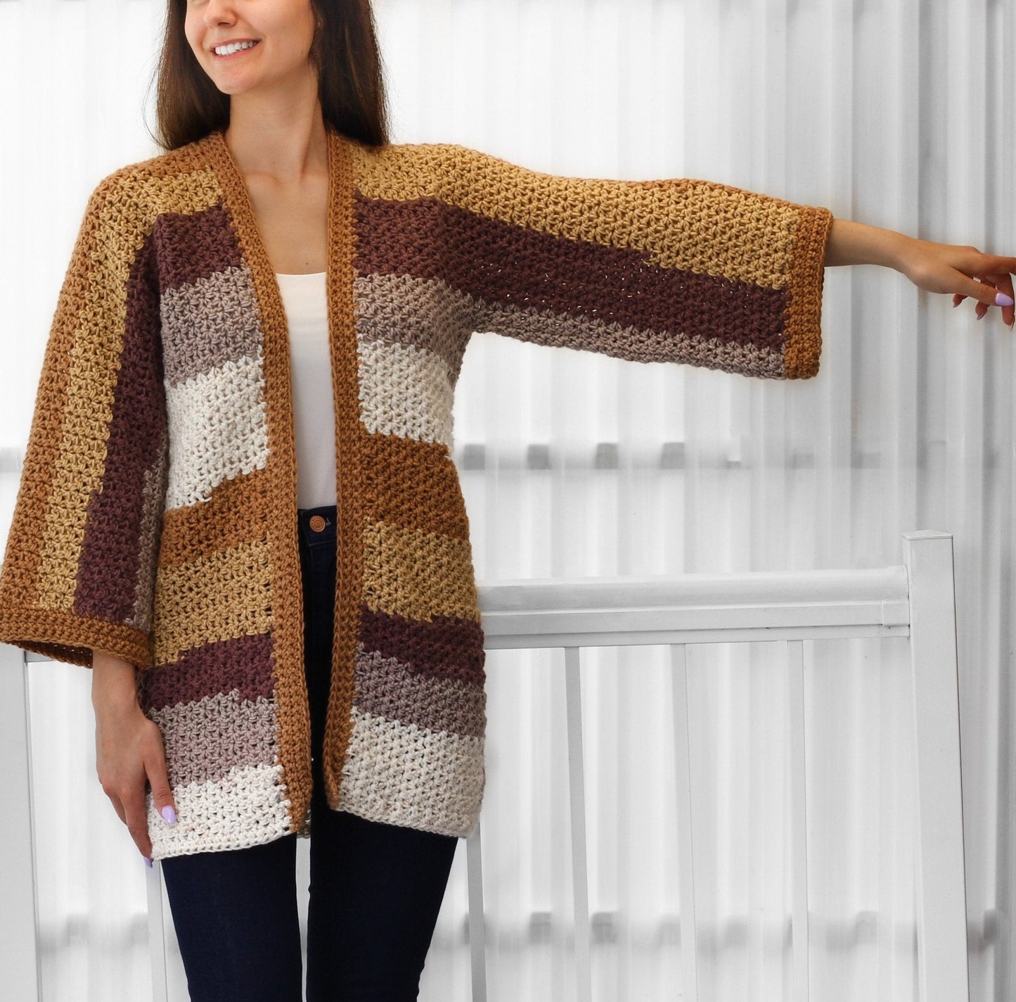 CHLOE Kimono Cardigan Crochet Pattern | One-Piece Lace Layer | PDF (XS–3XL) - Hakel Liebe