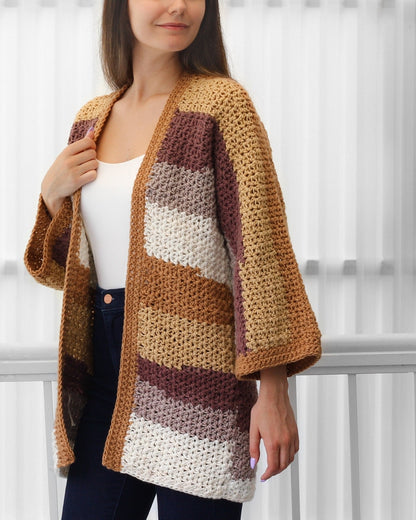 CHLOE Kimono Cardigan Crochet Pattern | One-Piece Lace Layer | PDF (XS–3XL) - Hakel Liebe