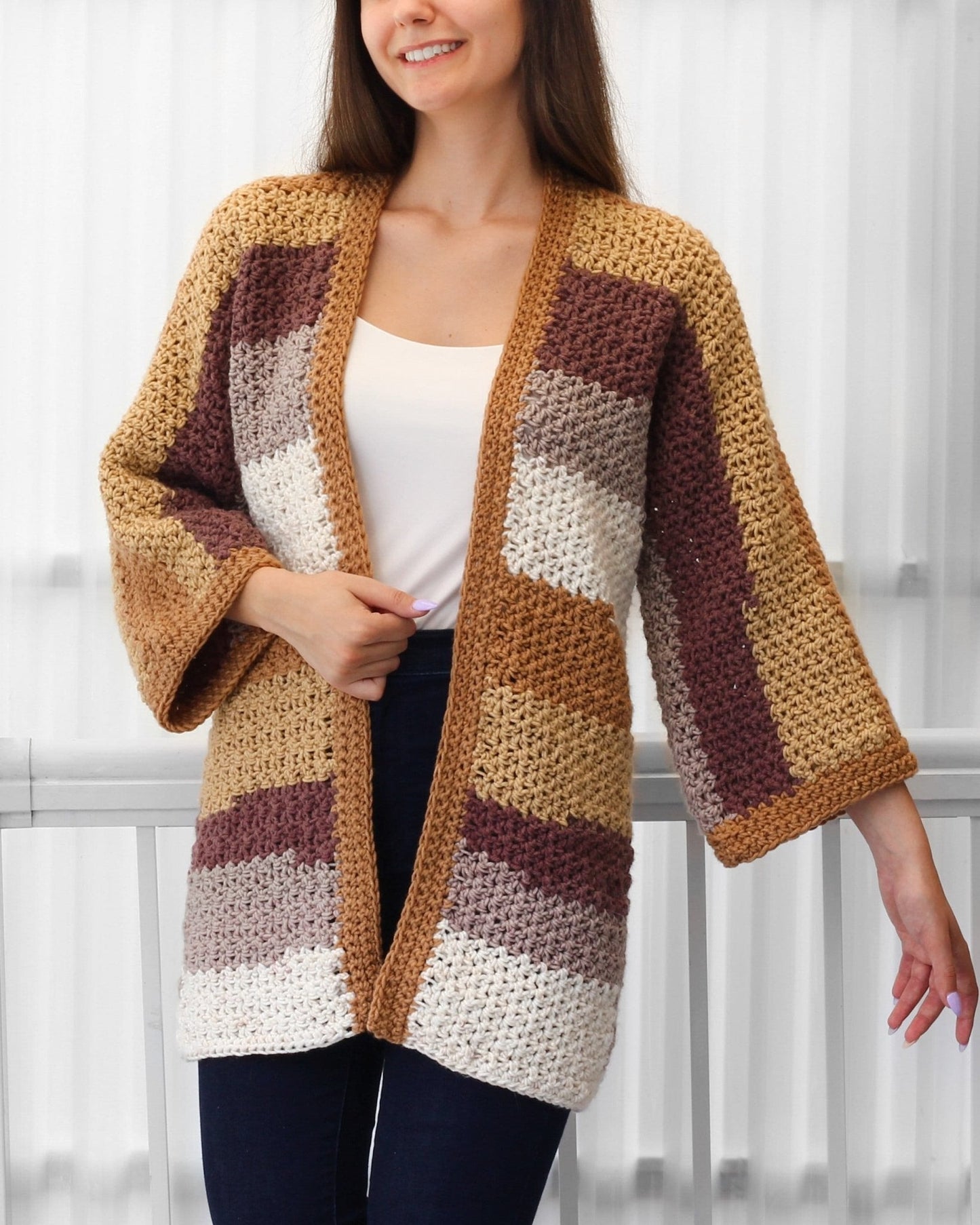 CHLOE Kimono Cardigan Crochet Pattern | One-Piece Lace Layer | PDF (XS–3XL) - Hakel Liebe