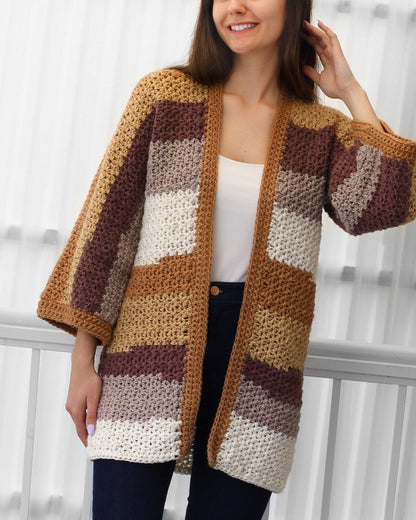 CHLOE Kimono Cardigan Crochet Pattern | One-Piece Lace Layer | PDF (XS–3XL) - Hakel Liebe