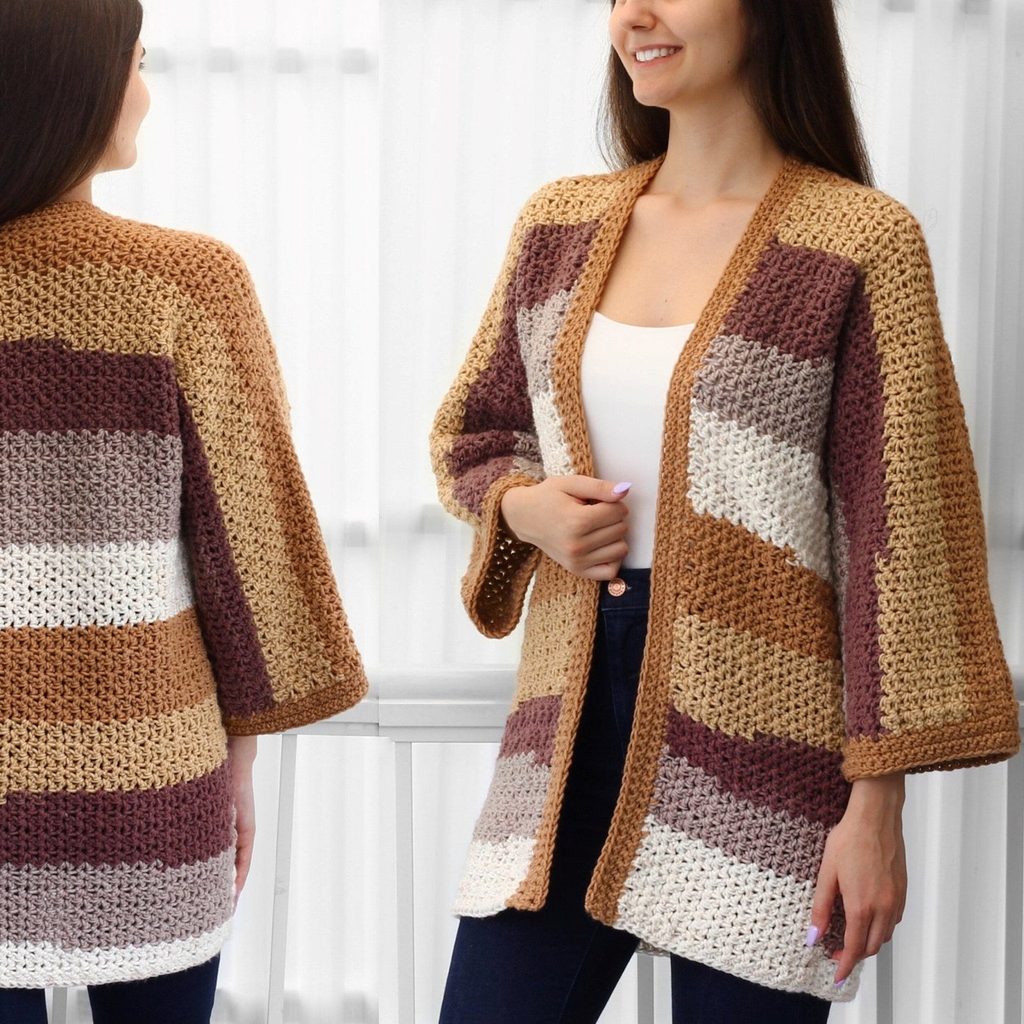 CHLOE Kimono Cardigan Crochet Pattern | One-Piece Lace Layer | PDF (XS–3XL) - Hakel Liebe