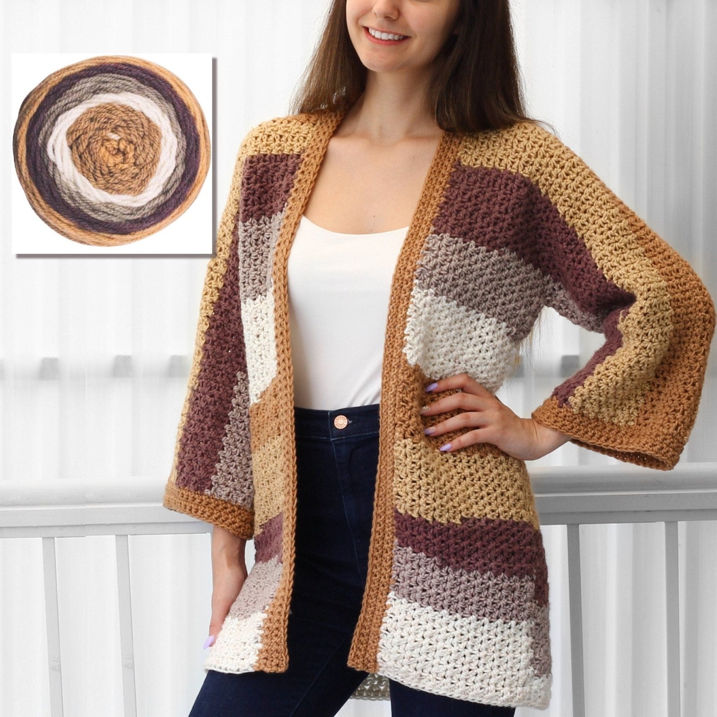 CHLOE Kimono Cardigan Crochet Pattern | One-Piece Lace Layer | PDF (XS–3XL) - Hakel Liebe