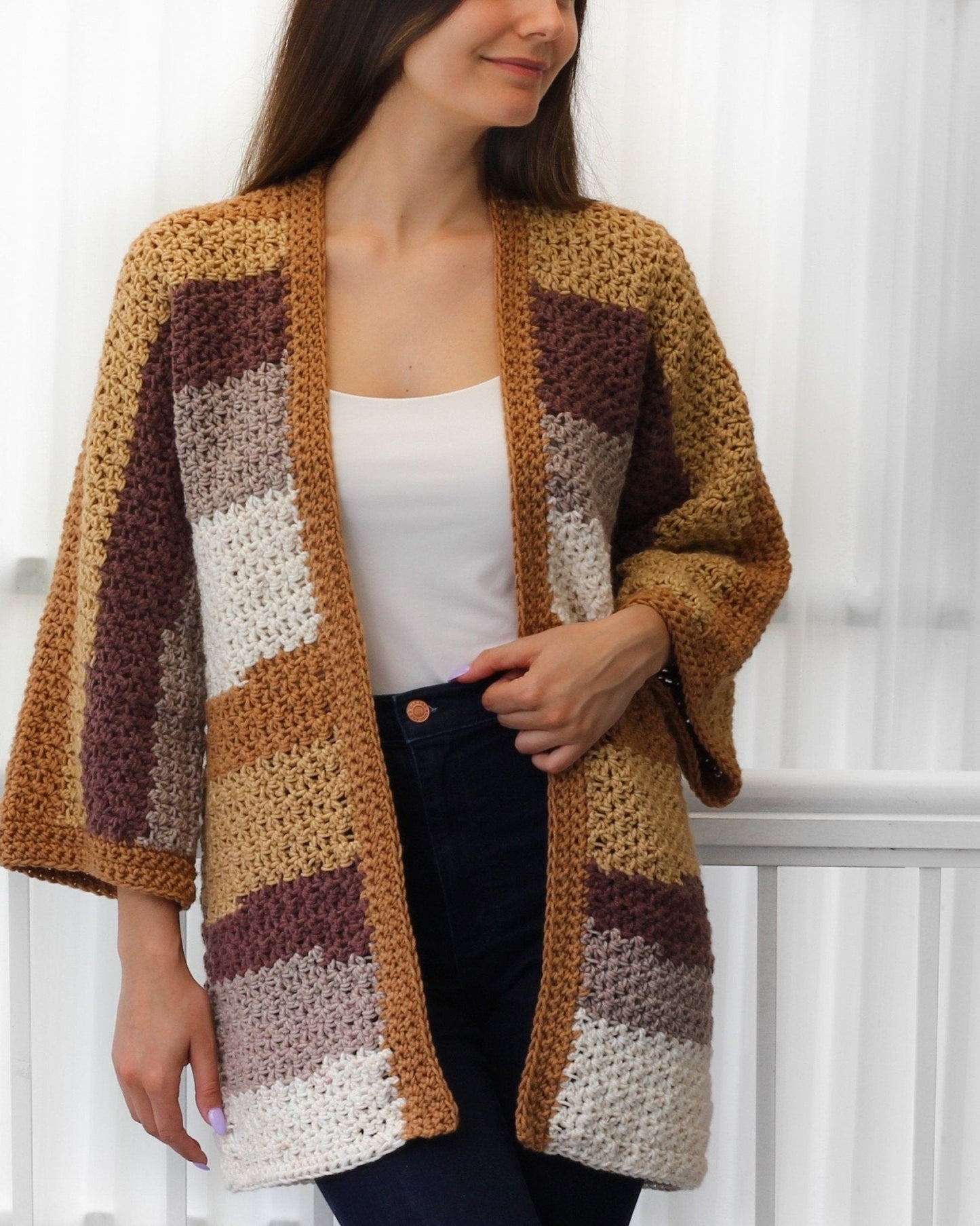 CHLOE Kimono Cardigan Crochet Pattern | One-Piece Lace Layer | PDF (XS–3XL) - Hakel Liebe