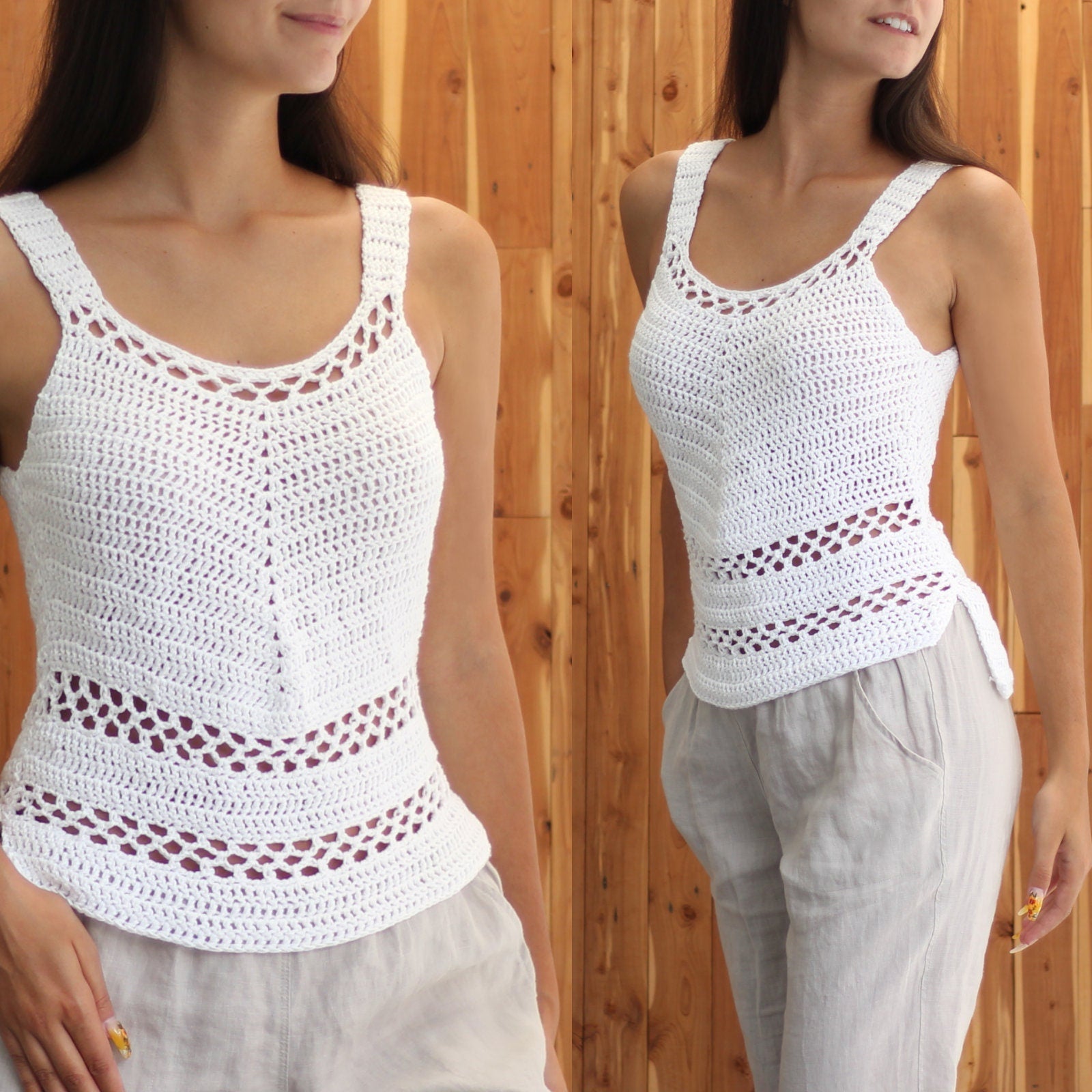 CLARA Crop Top Crochet Pattern | Easy Boho Summer Tank | PDF (XS–2XL) - Hakel Liebe