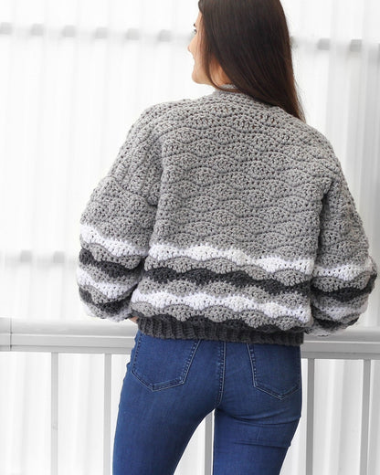 DAPHNE Striped Cardigan Crochet Pattern | Bold Bulky Oversize | PDF (XS–3XL) - Hakel Liebe